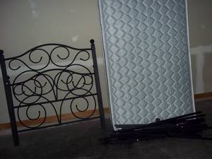 lot 31 image: Twin Side Metal Black Bed Frame wit...
