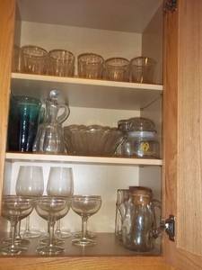 lot 55 image: Cabinet Of Vintage Glassware, Servi...