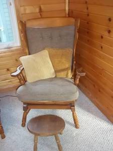 lot 92 image: Wood Rocking Chair with Vintage Woo...