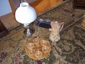 lot 98 image: Vintage Oil Lamp, Schott Mainz Glas...