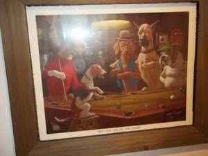 lot 140 image: Dogs Playing Pool Print