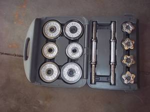 lot 31 image: Fitness Gear 30 lb Chrome dumbbell ...