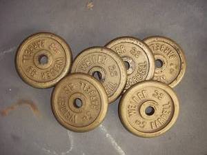 lot 40 image: Set of (6) heavy duty metal Weider ...