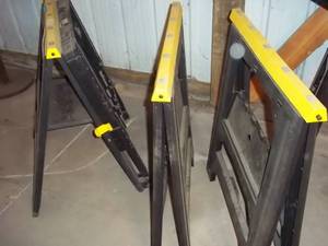 lot 93 image: Set of (2) Stanley folding sawhorse...