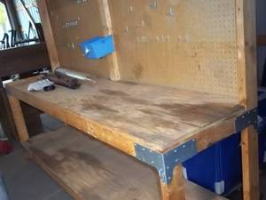 lot 98 image: Well built 8-foot Wood work bench w...
