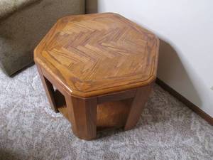 lot 507 image: solid wood hexagon side table with ...