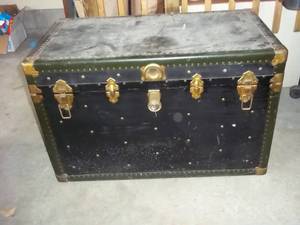 lot 361 image: Huge antique storage trunk with bra...