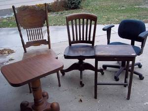 lot 366 image: Three vintage chairs and 2 tables...