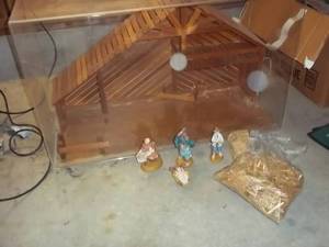 lot 392 image: Large 48x18x23 Nativity Set with c...