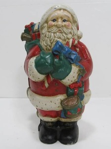 lot 10 image: Cast Iron Santa Claus Christmas Statue
