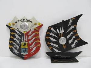 lot 54 image: Vintage Miniature Weapons of Moro Sword & Weapon Display Plaques
