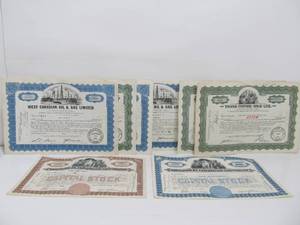 lot 57 image: Group of Old Vintage Oil Company Stock Certificates
