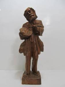 lot 62 image: Nicely Carved Wood Large Mid Century Folk Art Figural Sculpture