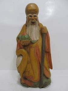 lot 65 image: Vintage Carved Oriental Figural Statue