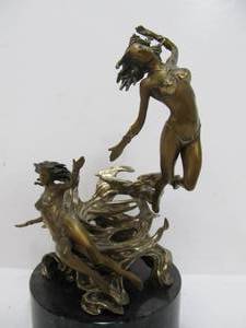 lot 66 image: Figural Nude Bronze Sculpture - Passions of the Future - Crystal Ball by Julie Bell
