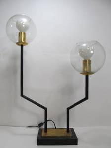 lot 70 image: Very Cool Large Dual Head Crystal Ball Table Lamp