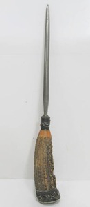 lot 75 image: Antique Stag Handle & Sterling Silver Knife Sharpener
