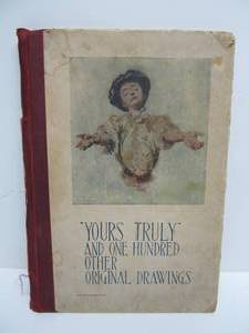 lot 99 image: Antique Early Large Book of Artist Drawings  - Yours Truly & 100 Other American Artists