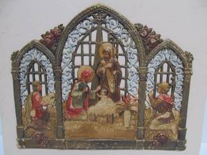 lot 100 image: Lovely Antique German Embossed Christmas Print Artwork