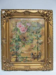 lot 78 image: Very Nice Signed Vintage Oil on Canvas Painting wBrids & Flowers