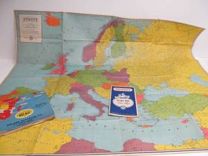 lot 137 image: 3 Large Full Color WW2 era World Maps - Pure Motor Oil Advertising