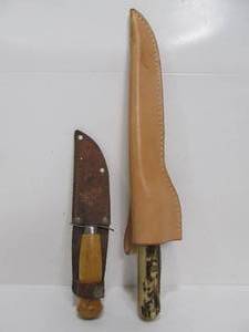 lot 108 image: 2 Vintage Knives - Mora Sweden & Stag Handle Filet Knife
