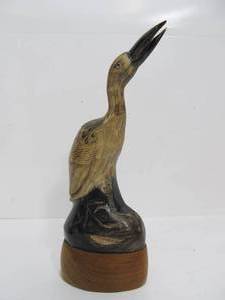 lot 113 image: Carved Genuine Buffalo Horn Bird Sculpture