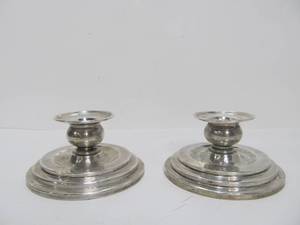 lot 117 image: Pair of Art Deco Sterling Silver Candle Holders
