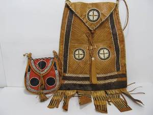 lot 125 image: Hand Made African Leather Satchel & Bag