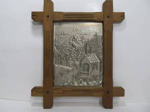 lot 156 image: Framed Vintage German Hammered Metal Artwork