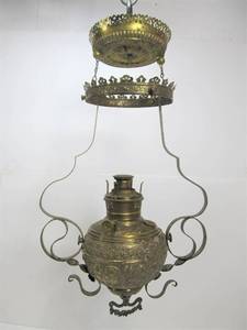 lot 160 image: Ornate Antique Hanging Oil Lamp - The Parker