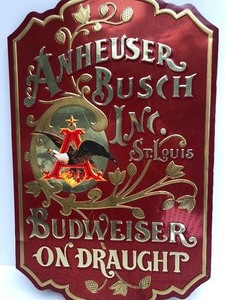 lot 302 image: Vintage Embossed Metal BUDWEISER Beer Sign