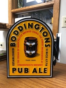 lot 303 image: Like-New Working BODDINGTONS Pub Ale Double Sided Beer Sign