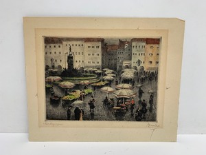 lot 320 image: Signed Vintage Colored Etching 