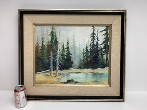 lot 309 image: Framed Signed Vintage Acrylic on Board Landscape Painting 