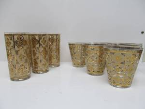 lot 229 image: 2 Sets of Mid Century Signed CULVER Drinking Glasses