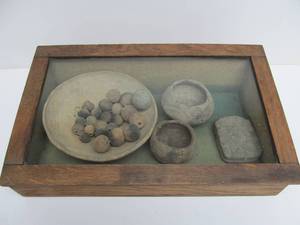 lot 235 image: Genuine Pre-Columbian Artifacts in Antique Display Case