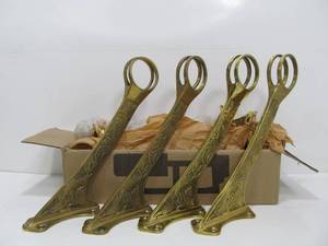 lot 261 image: Set of 9 Vintage Ornate Solid Brass Bar Foot Rail or Shelf Brackets