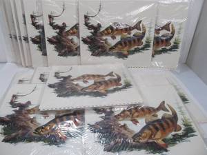lot 299 image: Large Lot of NOS Vintage Embossed Vacuum-Form Walleye Calendar Prints