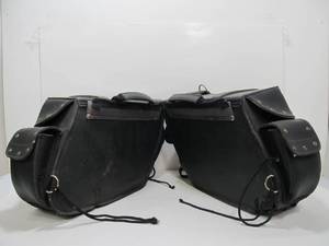 lot 337 image: Pair of Leather Motorcycle Saddlebags 