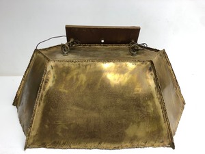 lot 250 image: Awesome Large Vintage Mid Century 1960s Brutalist Torched Brass or Copper Light Fixture