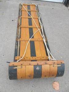 lot 359 image: Vintage LUND Wooden Toboggan Snow Sled 