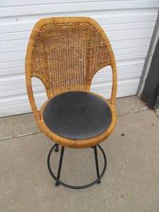 lot 360 image: Vintage Mid Century 1960s TROPI-CAL BambooRattan Swivel BarstoolChair