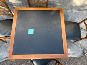 Leather Top Card Table & Ladderback Chairs