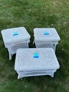 White Wicker Patio Table Set