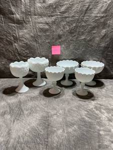 Vintage Milk Glass Stemmed Vases