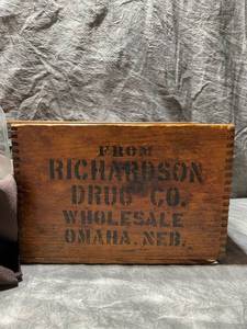Dovetail Wood Crate & Old Bottle Collection