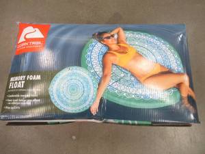 lot 511 image: Ozark Trail Lake Float Lounger No Inflate Memory Foam Blue White and Teal Adult Unisex, Size 48 x 48 x 1.75 thickness - SOLD AS IS