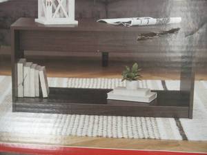 lot 537 image: Ameriwood Home Coffee Table, Brown Oak, Assembled dimensions 35.5W x 19.5D x 17.3H - SOLD AS IS