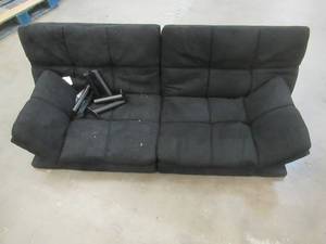 lot 555 image: 2-Piece Conversion Futon in Black - Missing Parts - SOLD AS IS